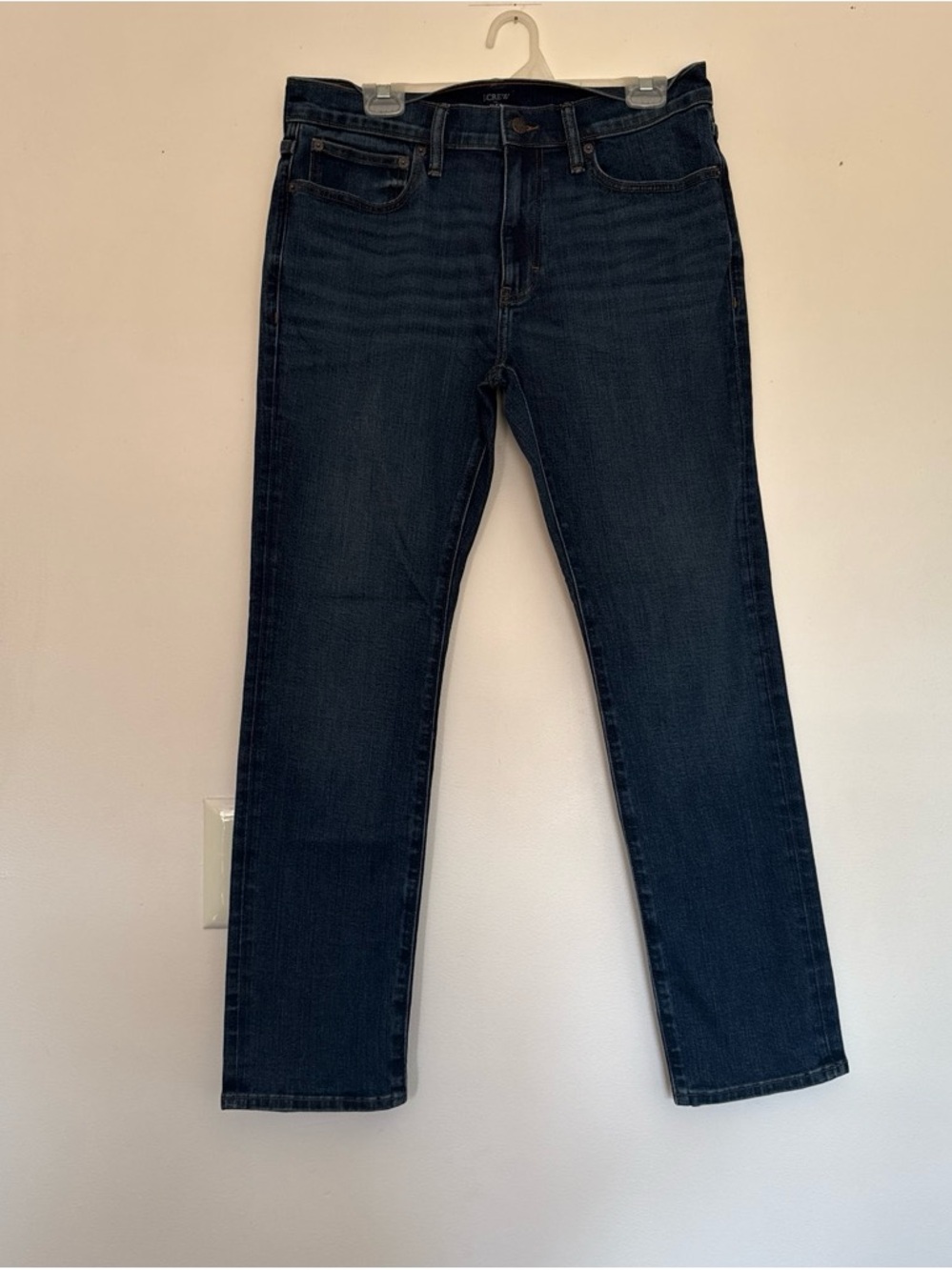 J. Crew Men's Slim Straight Jeans in Dark Blue Denim
